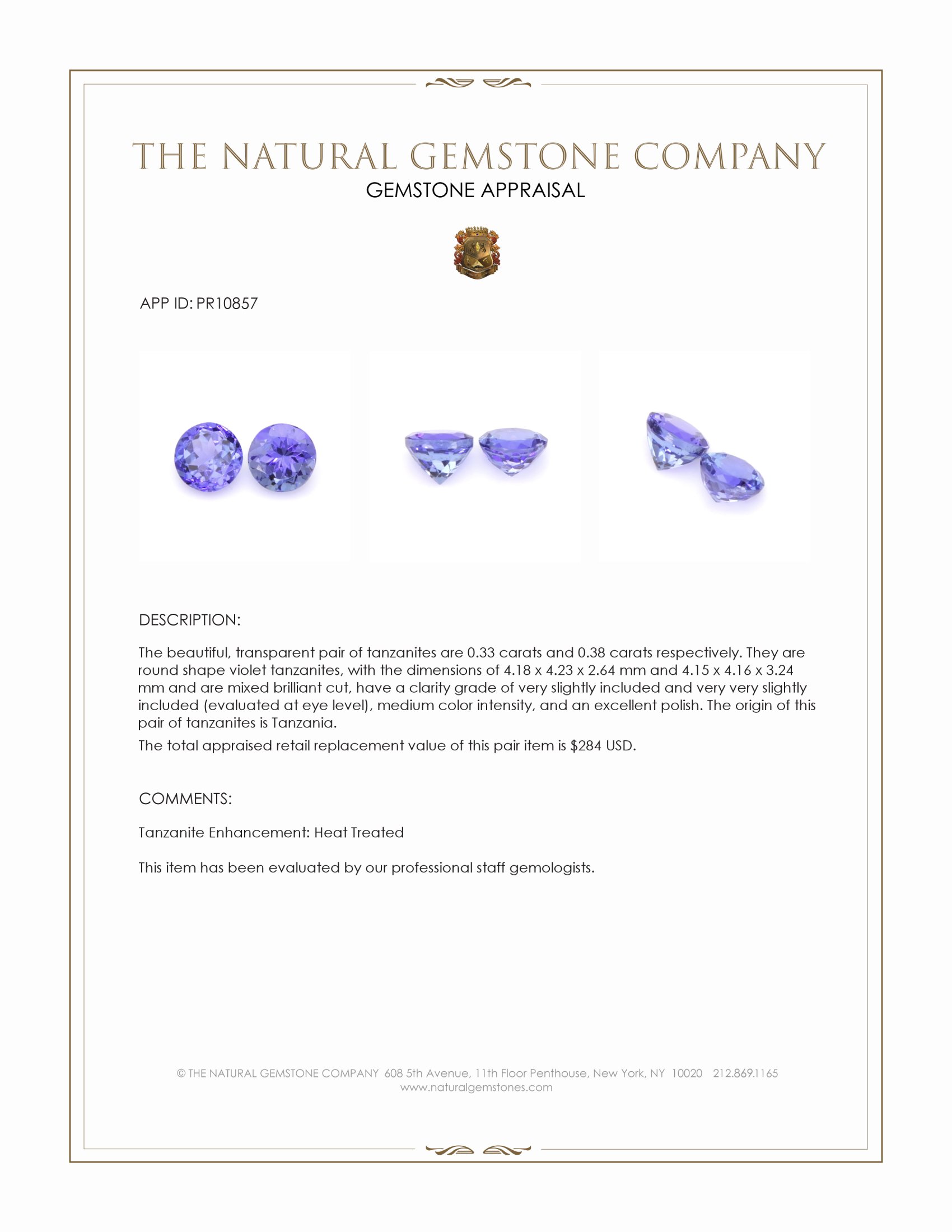 0.71 Ct.Tw. Violet Tanzanite Pair from Tanzania