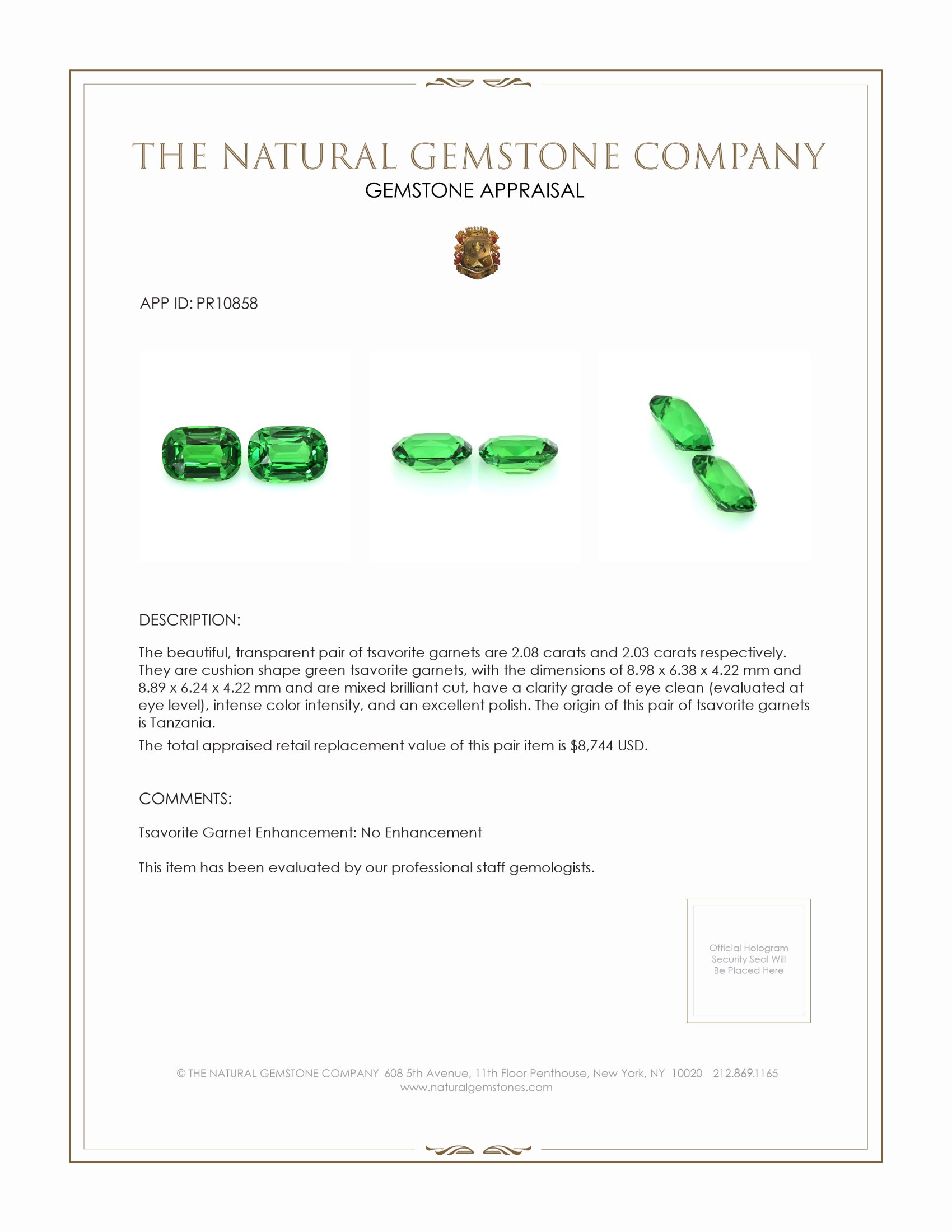 4.11 Ct.Tw. Tsavorite Garnet Pair from Tanzania