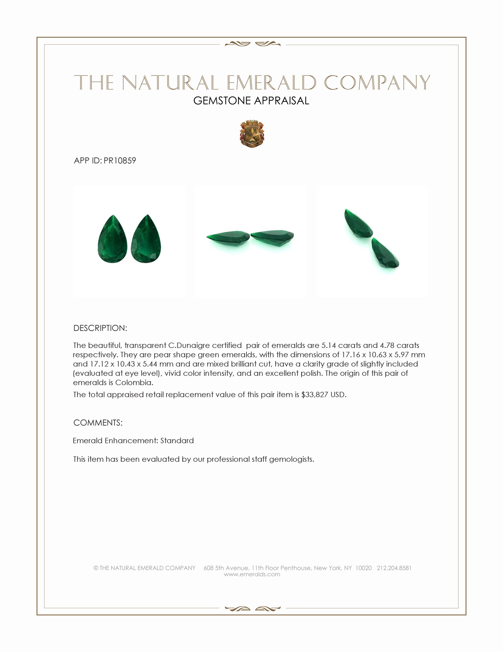 9.92 Ct.Tw. Emerald Pair from Colombia