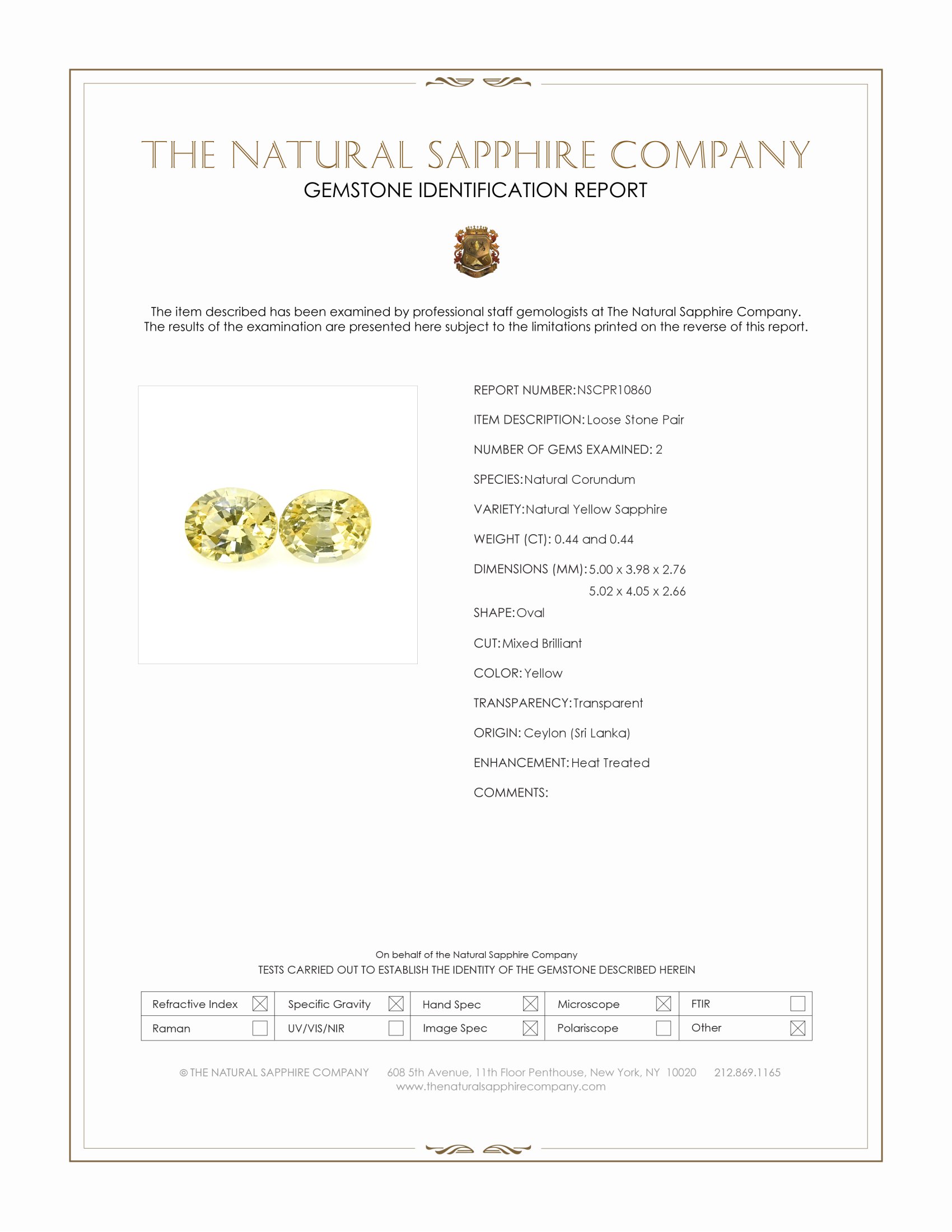 0.88 Ct.Tw. Yellow Sapphire Pair from Ceylon (Sri Lanka)