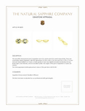 0.71 Ct.Tw.Total Carat Weight Yellow Sapphire Pair from Ceylon (Sri Lanka) Appraisal