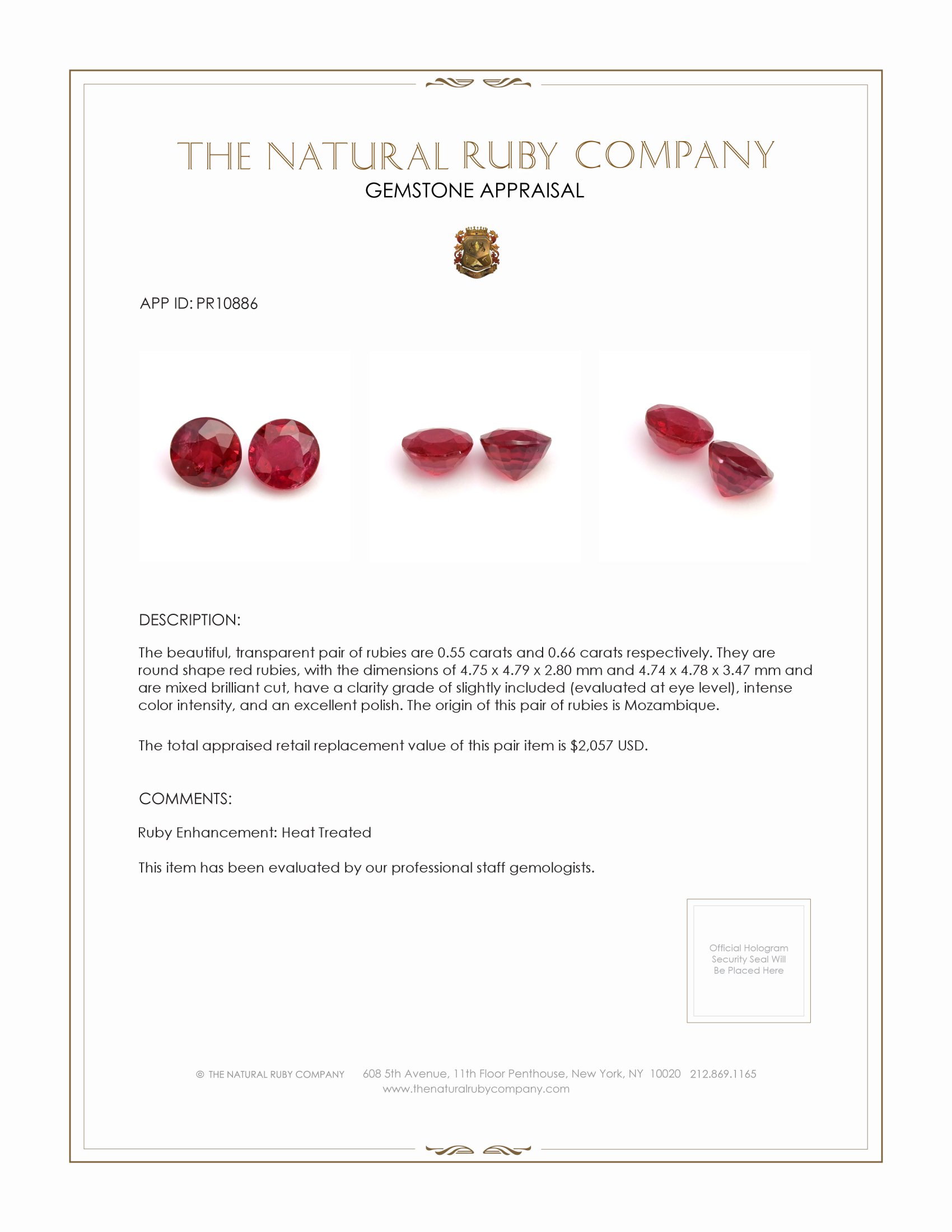 1.21 Ct.Tw. Ruby Pair from Mozambique