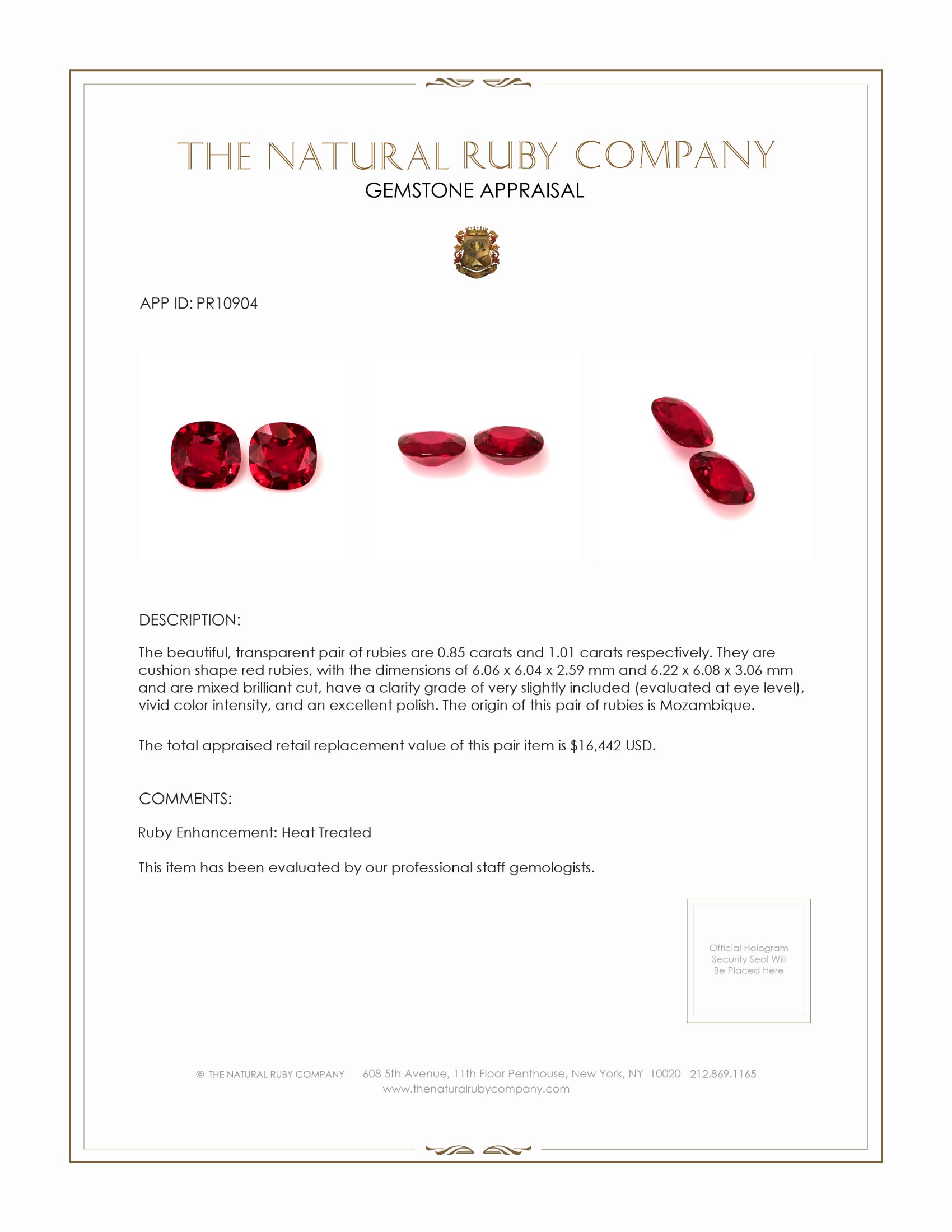 1.86 Ct.Tw. Ruby Pair from Mozambique