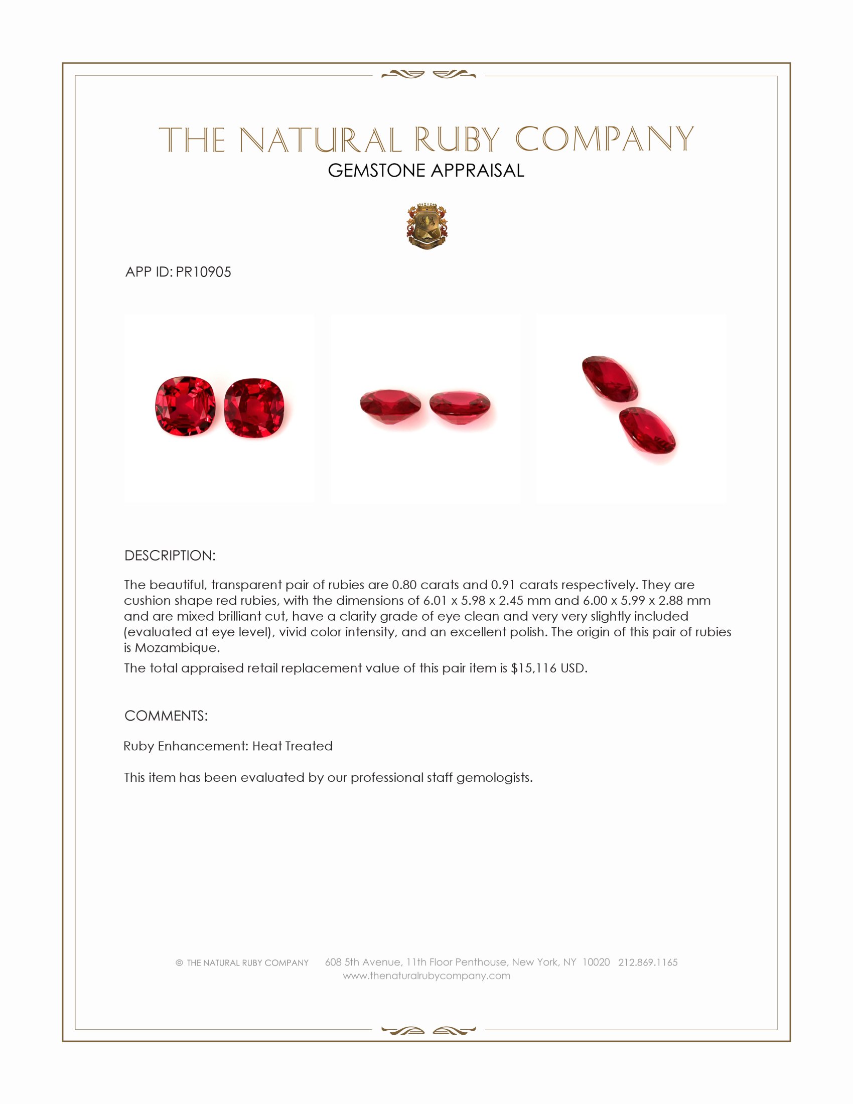 1.71 Ct.Tw. Ruby Pair from Mozambique