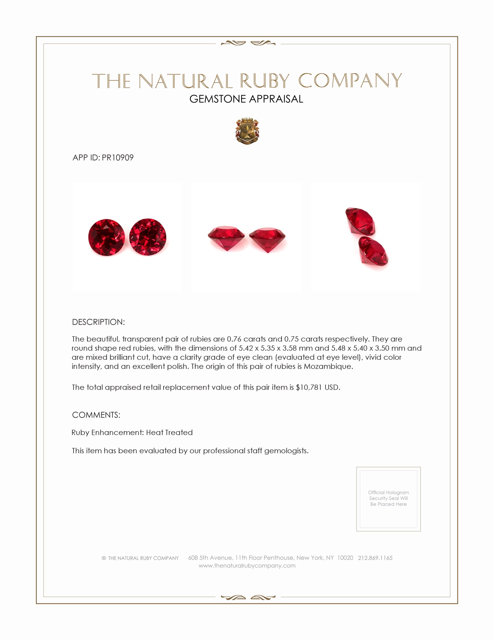 1.51 Ct.Tw. Ruby Pair from Mozambique