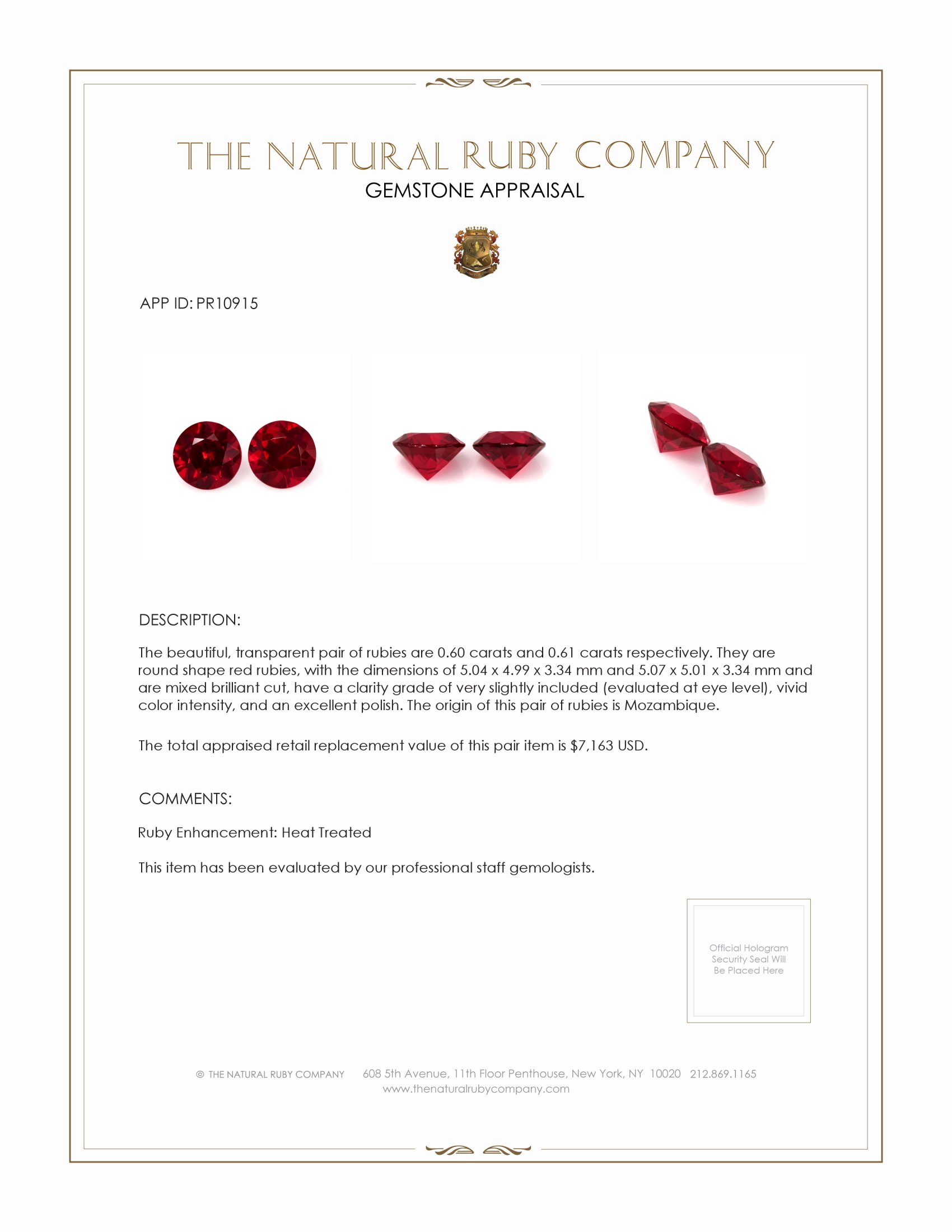 1.21 Ct.Tw. Ruby Pair from Mozambique
