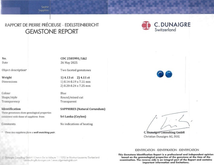 8.24 Ct.Tw. Blue Sapphire Pair from Ceylon (Sri Lanka)