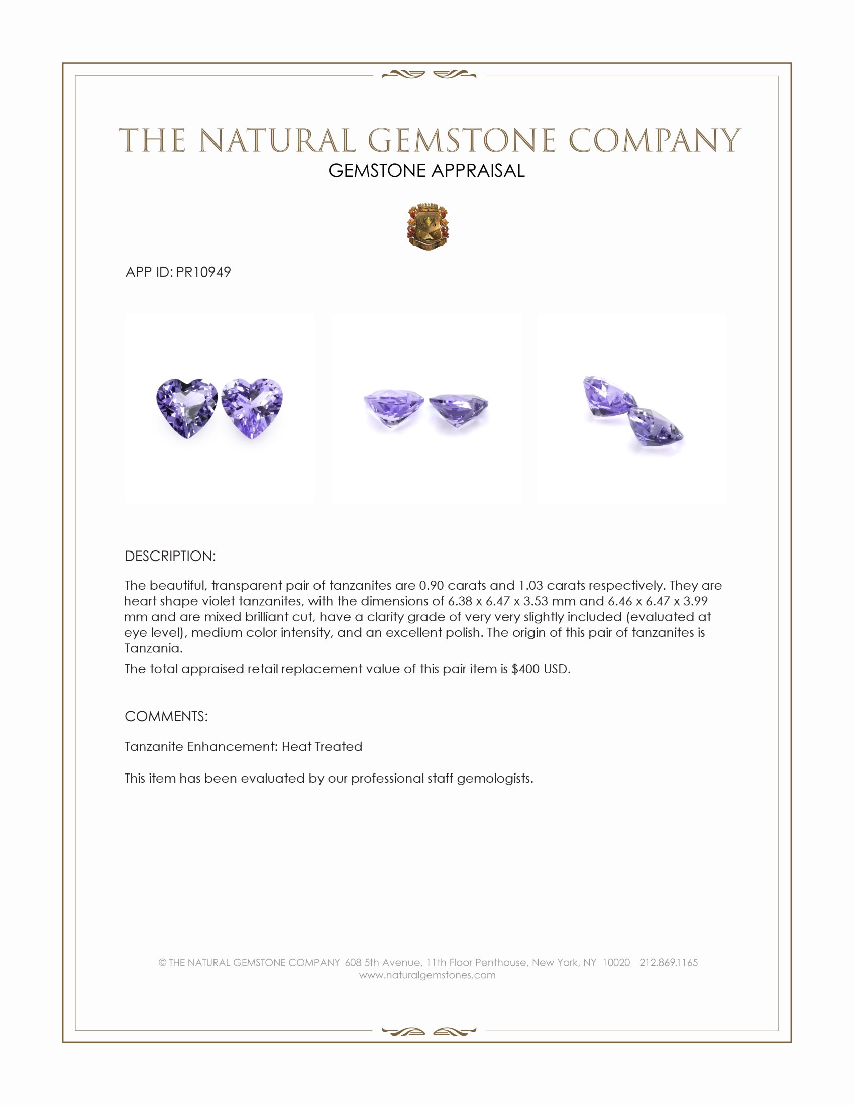 1.93 Ct.Tw. Violet Tanzanite Pair from Tanzania