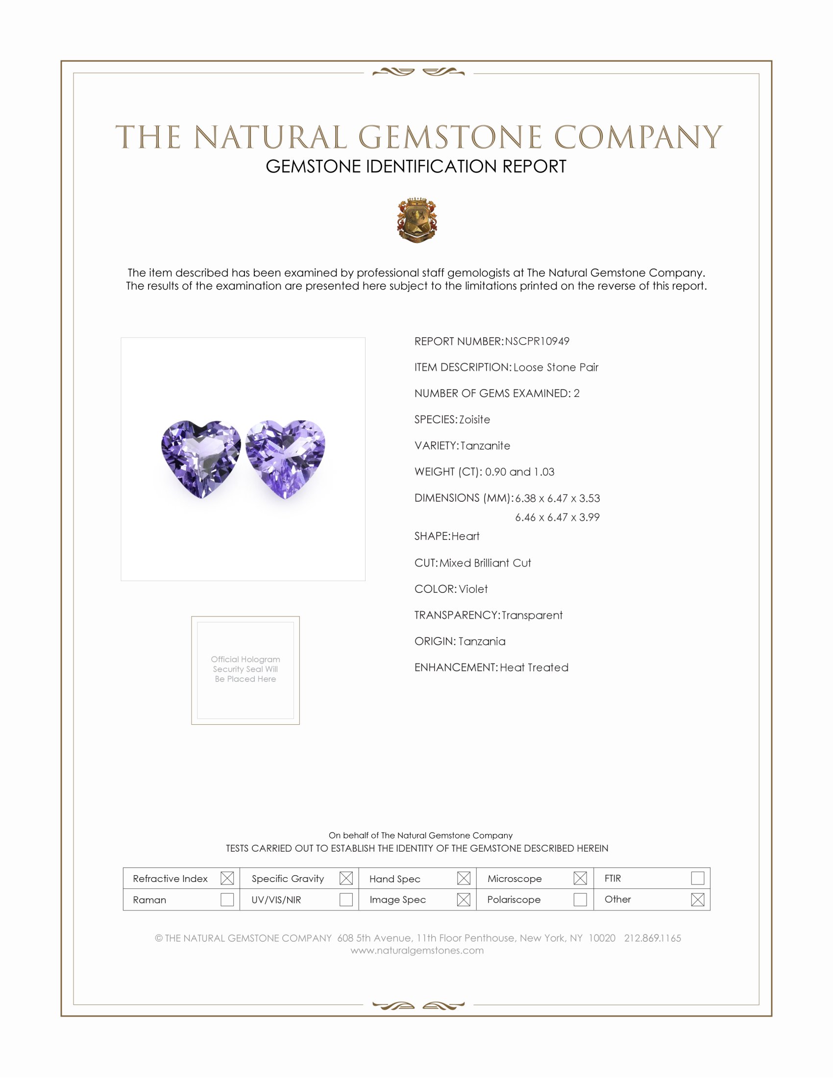 1.93 Ct.Tw. Violet Tanzanite Pair from Tanzania