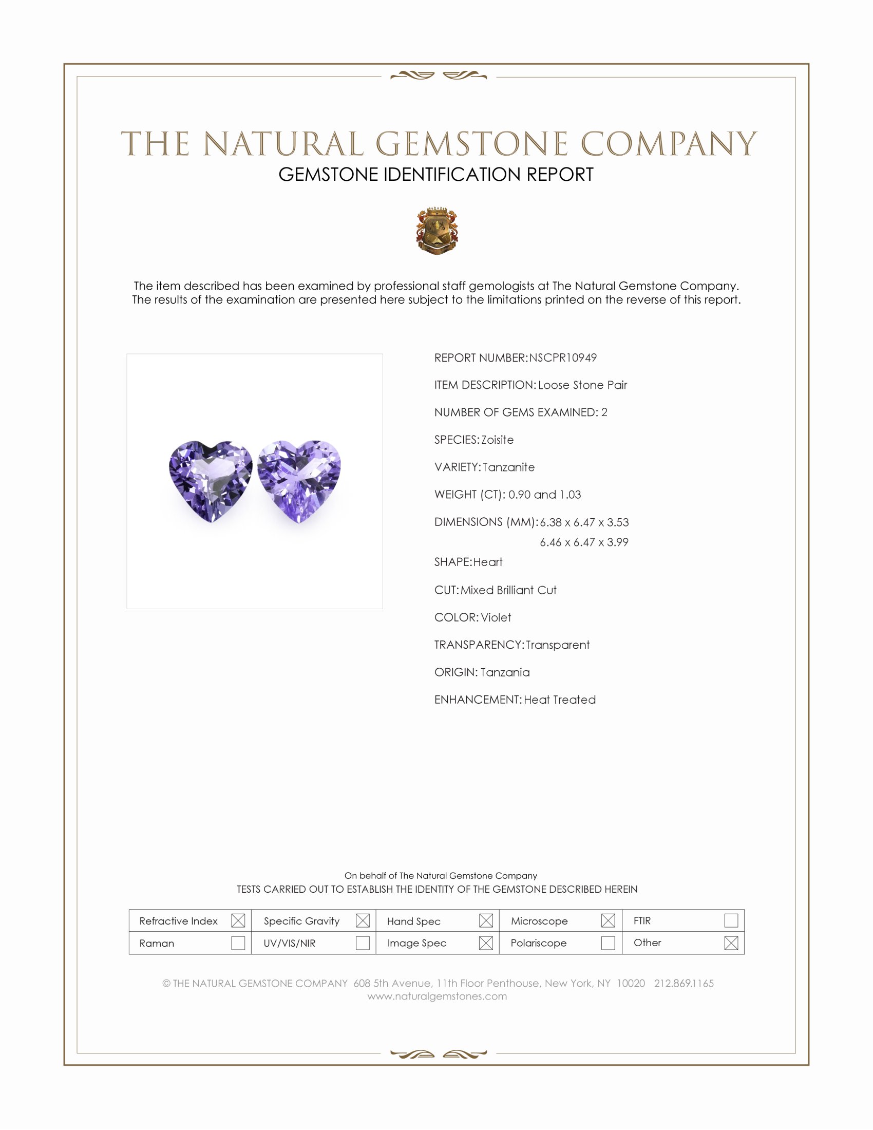 1.93 Ct.Tw. Violet Tanzanite Pair from Tanzania