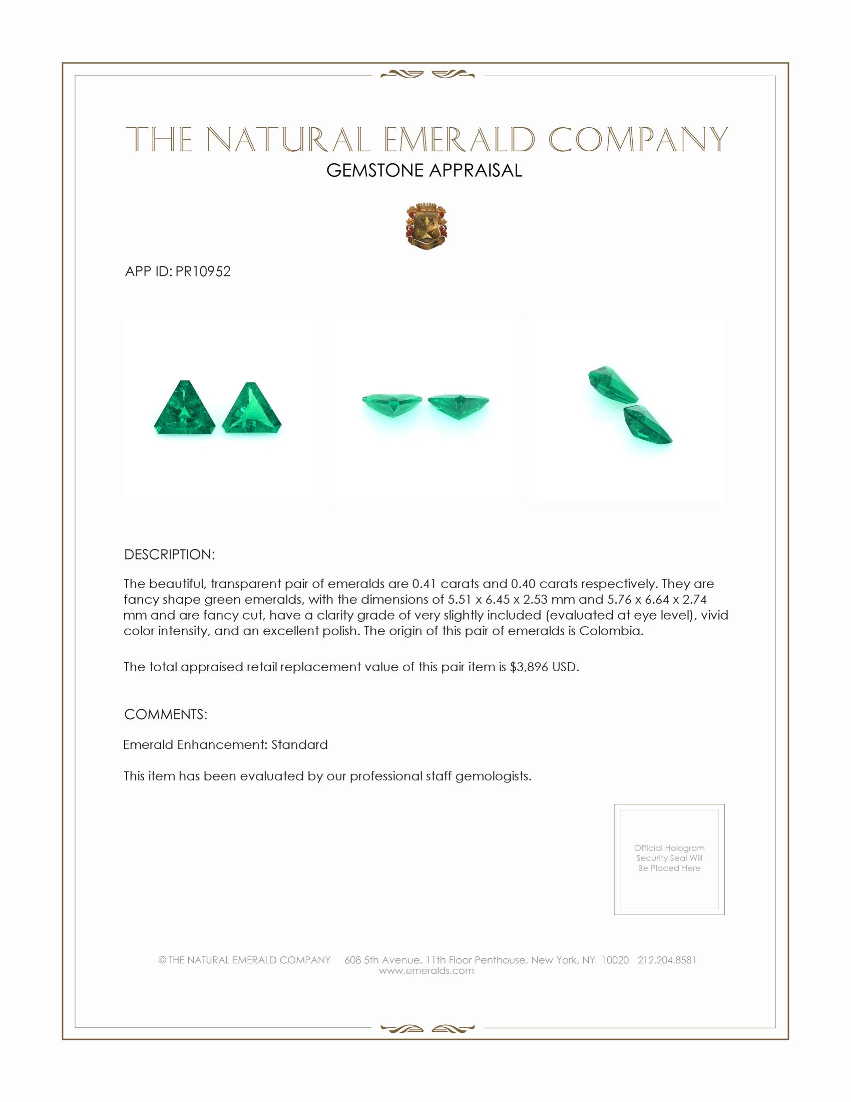 0.81 Ct.Tw. Emerald Pair from Colombia