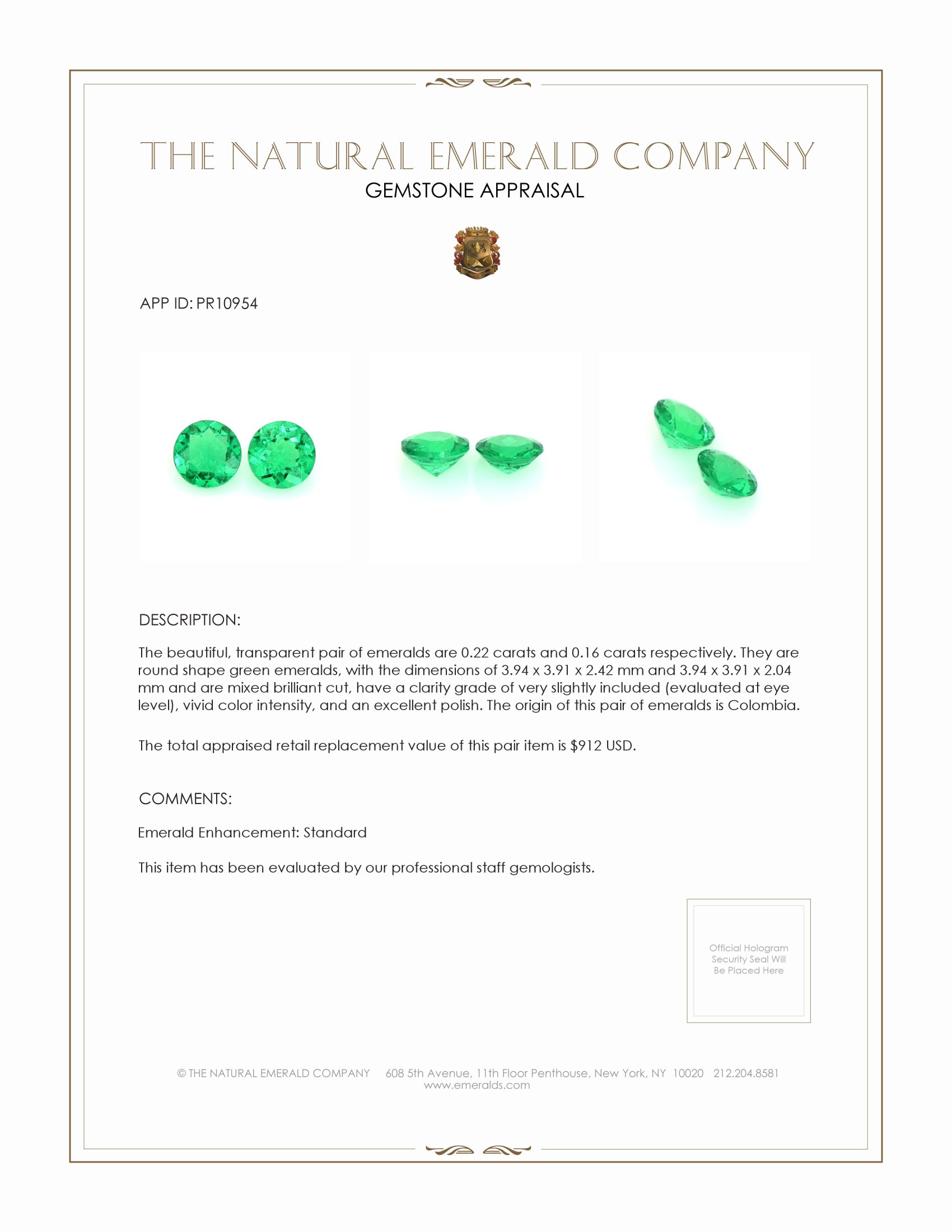 0.38 Ct.Tw. Emerald Pair from Colombia