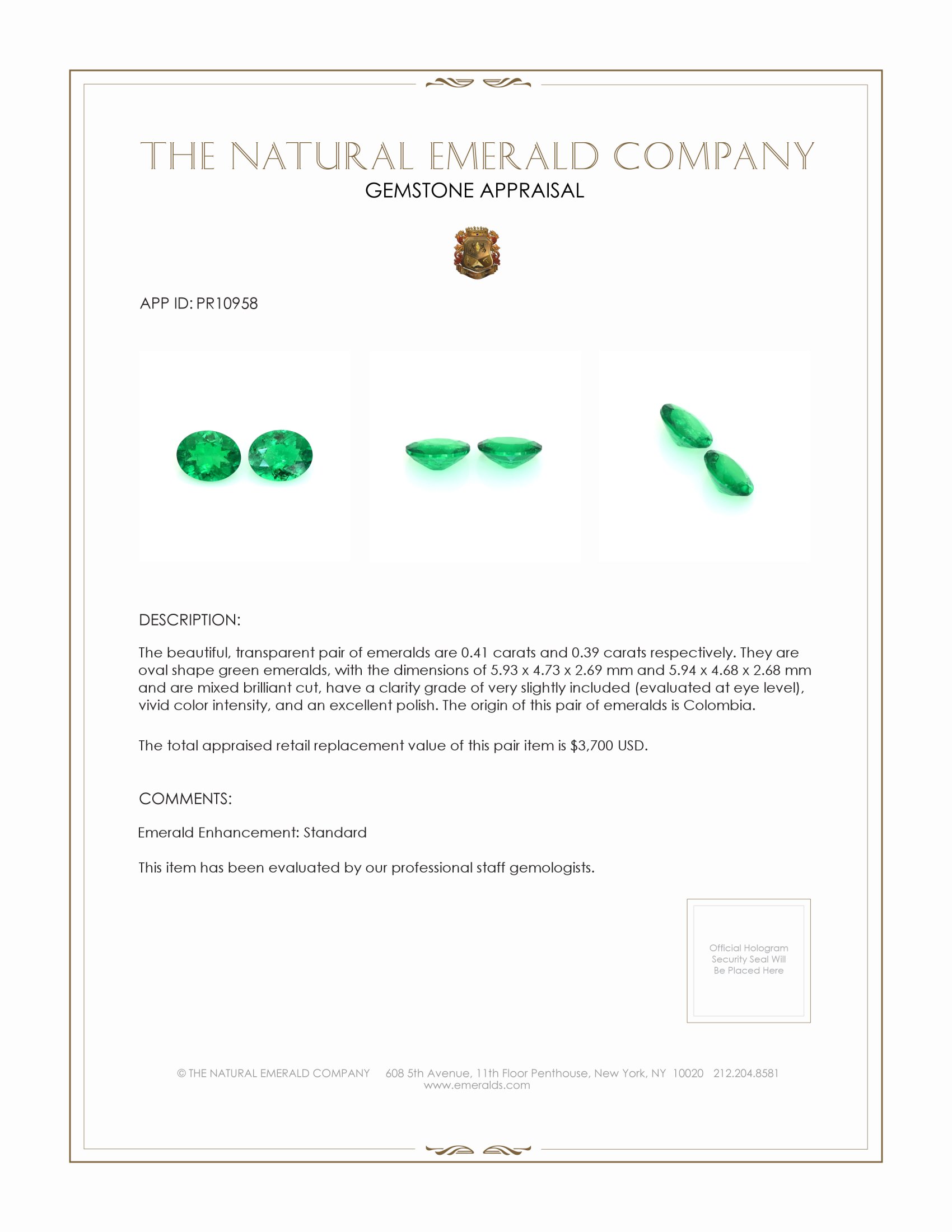 0.80 Ct.Tw. Emerald Pair from Colombia