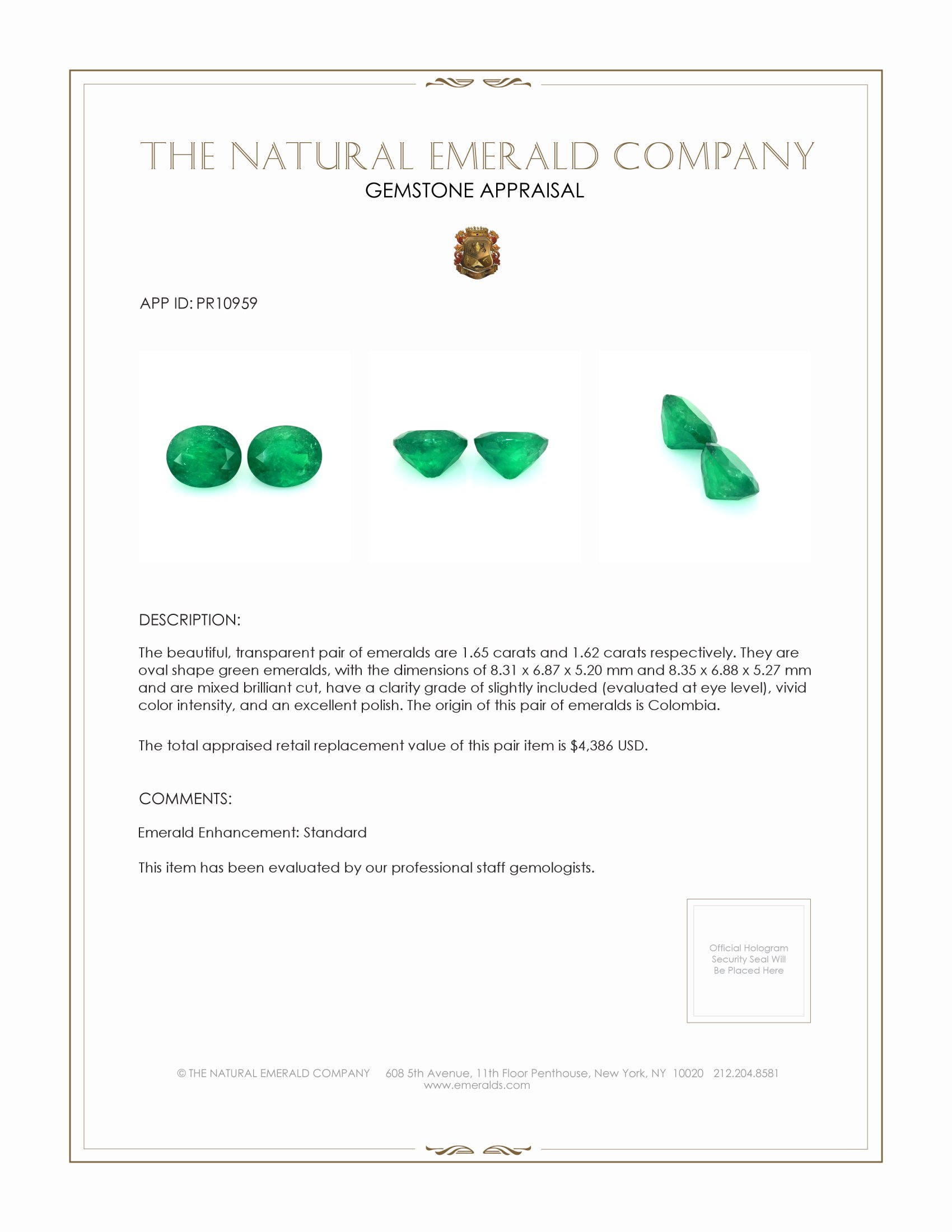 3.27 Ct.Tw. Emerald Pair from Colombia