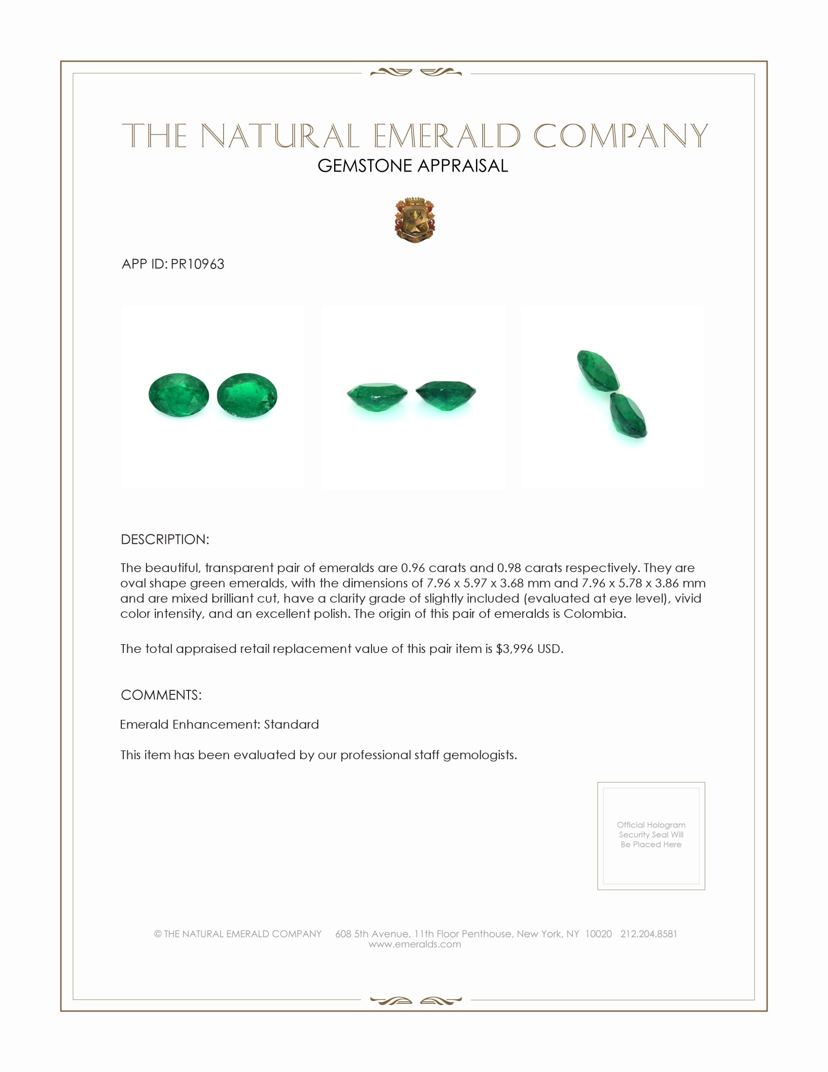 1.94 Ct.Tw. Emerald Pair from Colombia