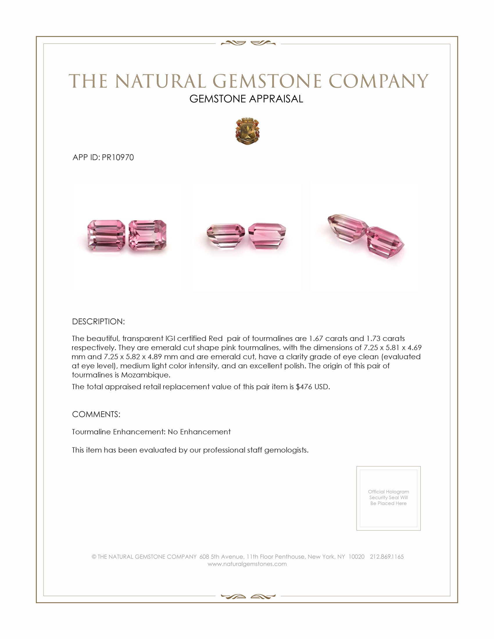 3.40 Ct.Tw. Tourmaline Pair from Mozambique