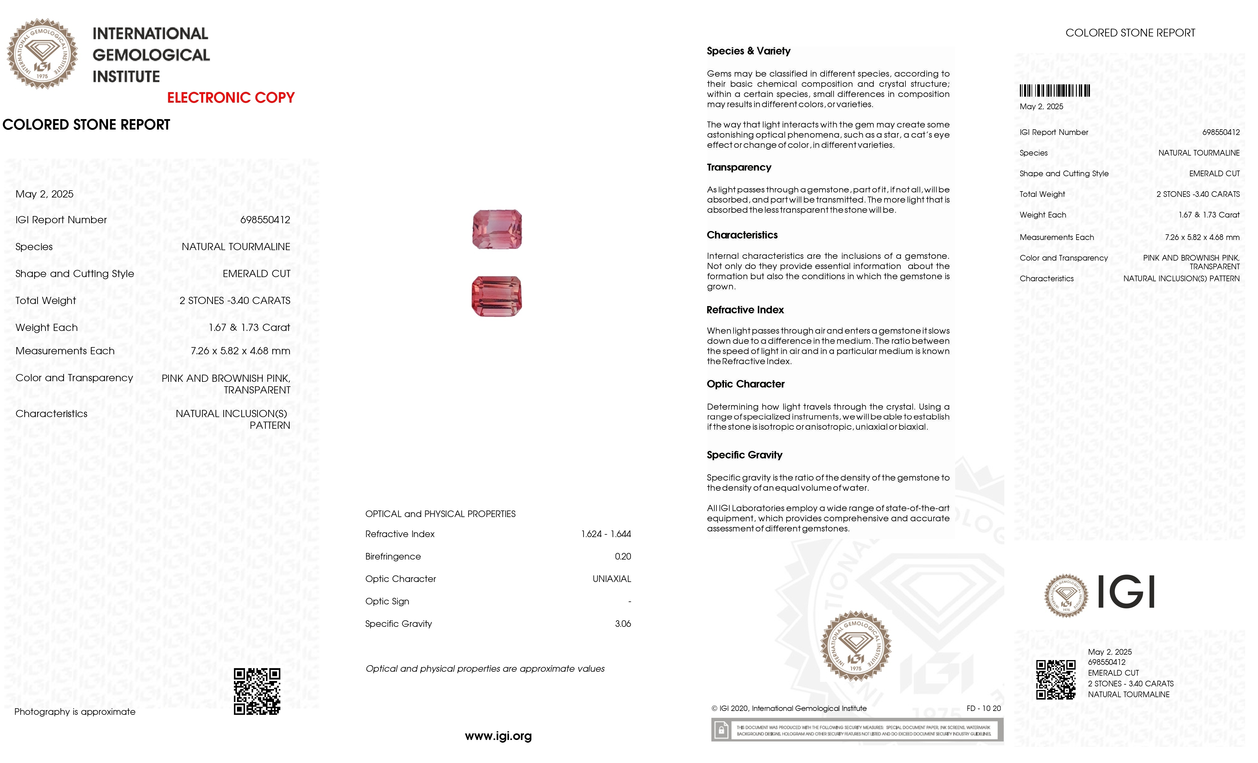 3.40 Ct.Tw. Tourmaline Pair from Mozambique