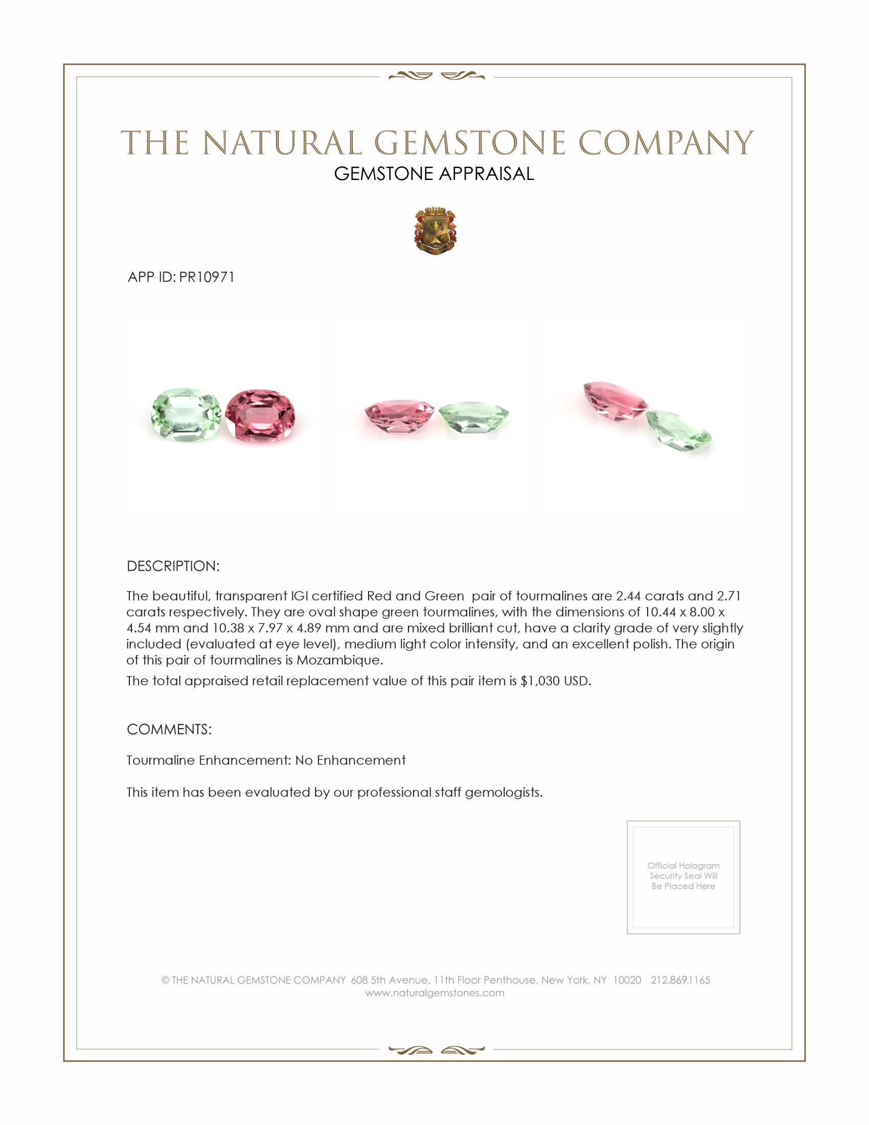 5.15 Ct.Tw. Tourmaline Pair from Mozambique