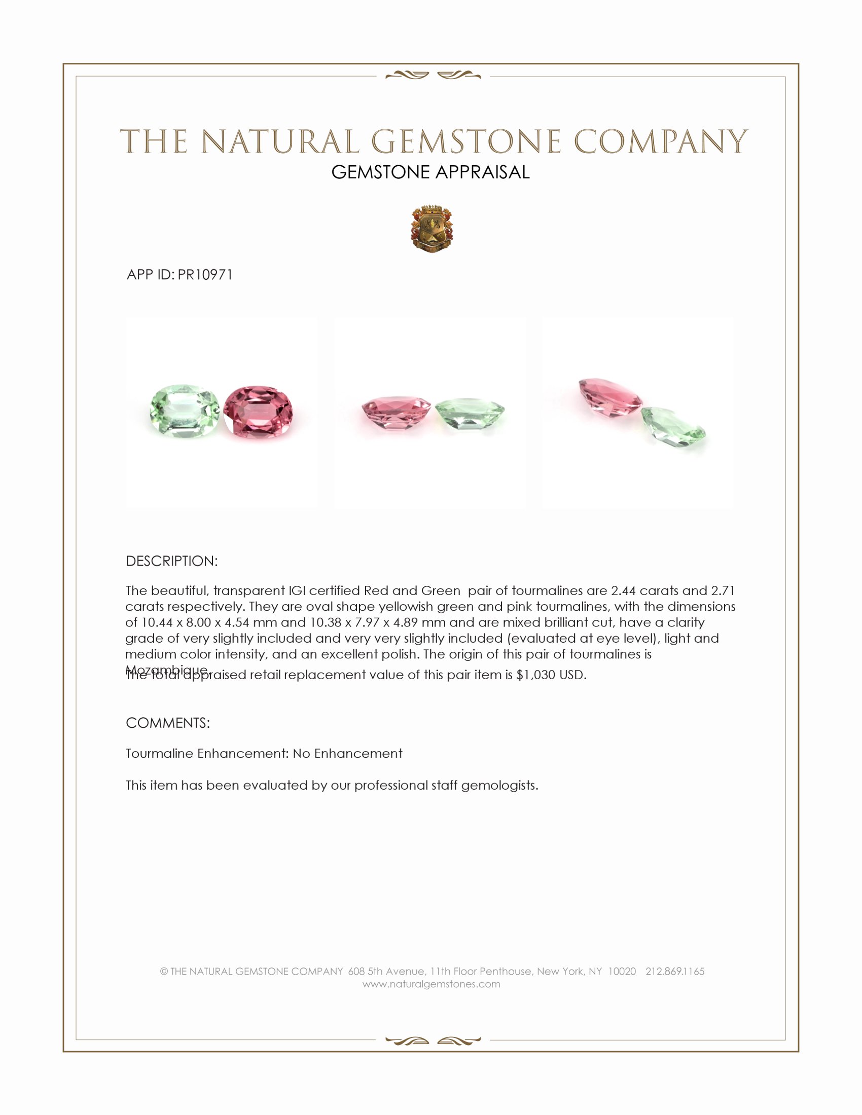 5.15 Ct.Tw. Tourmaline Pair from Mozambique