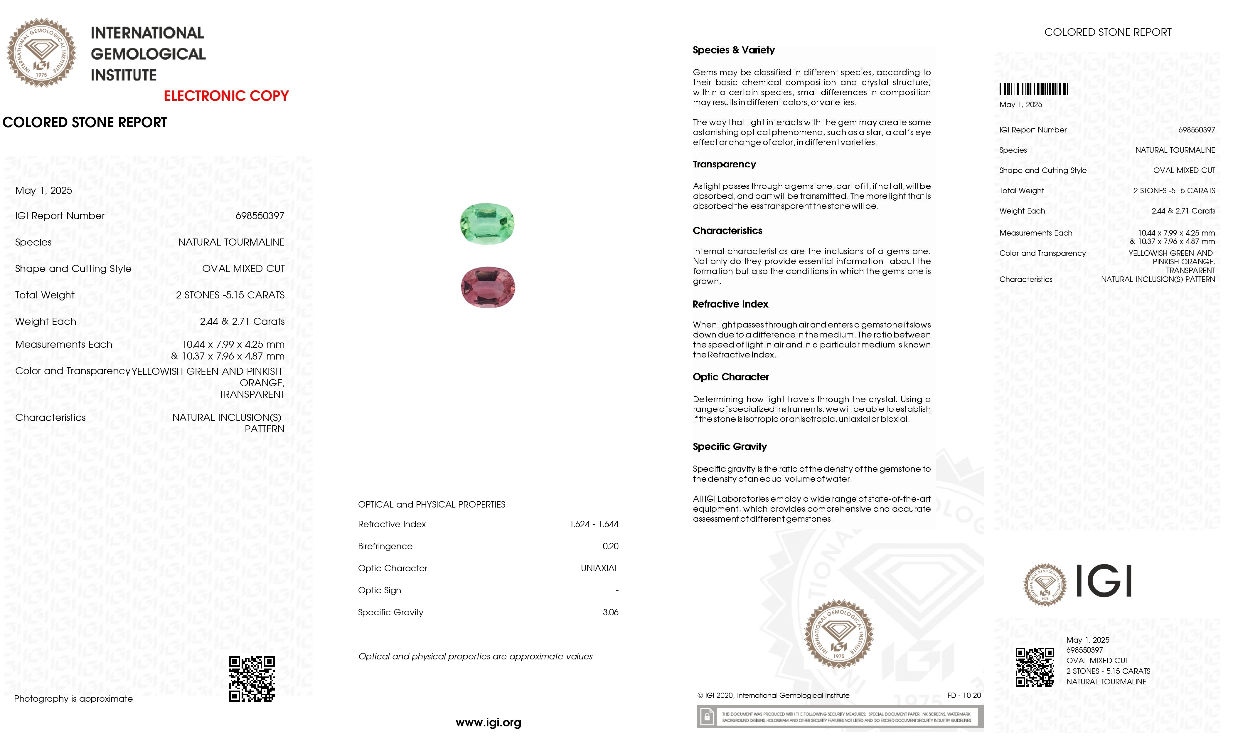 5.15 Ct.Tw. Tourmaline Pair from Mozambique