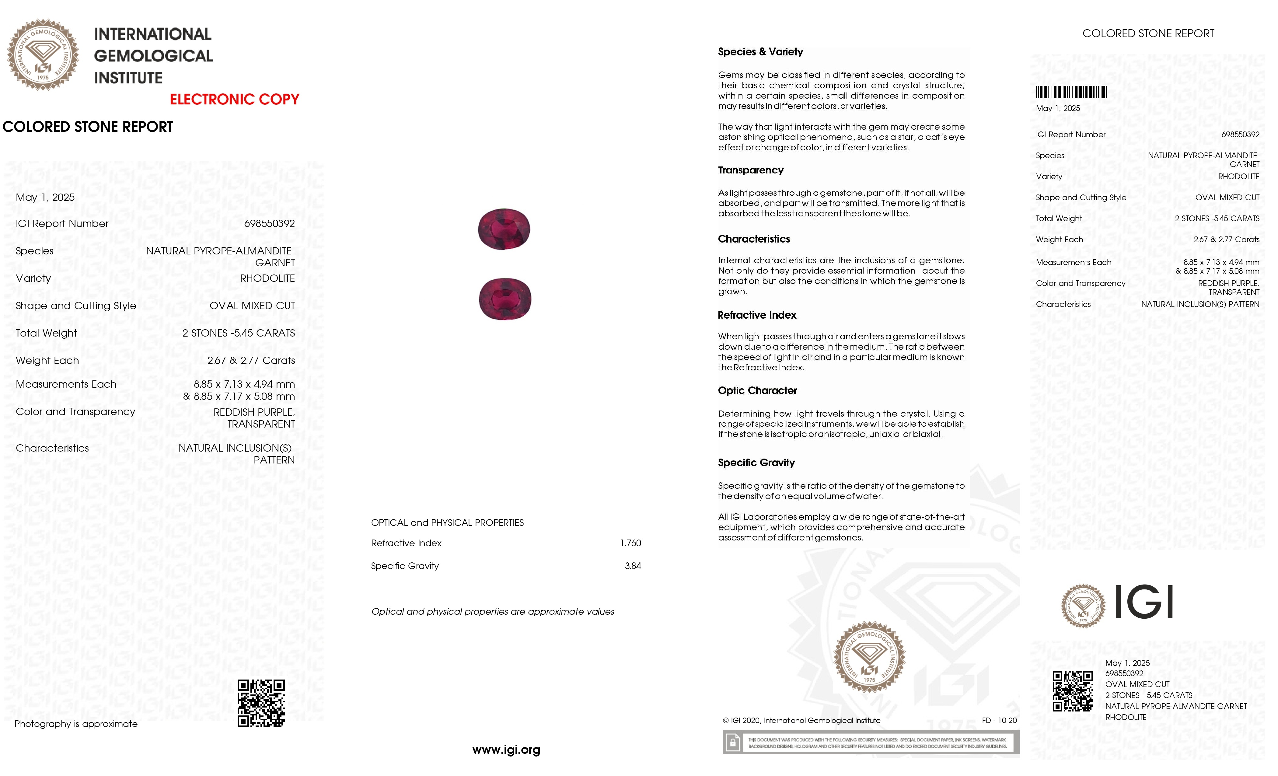 5.44 Ct.Tw. Rhodolite Garnet Pair from Tanzania