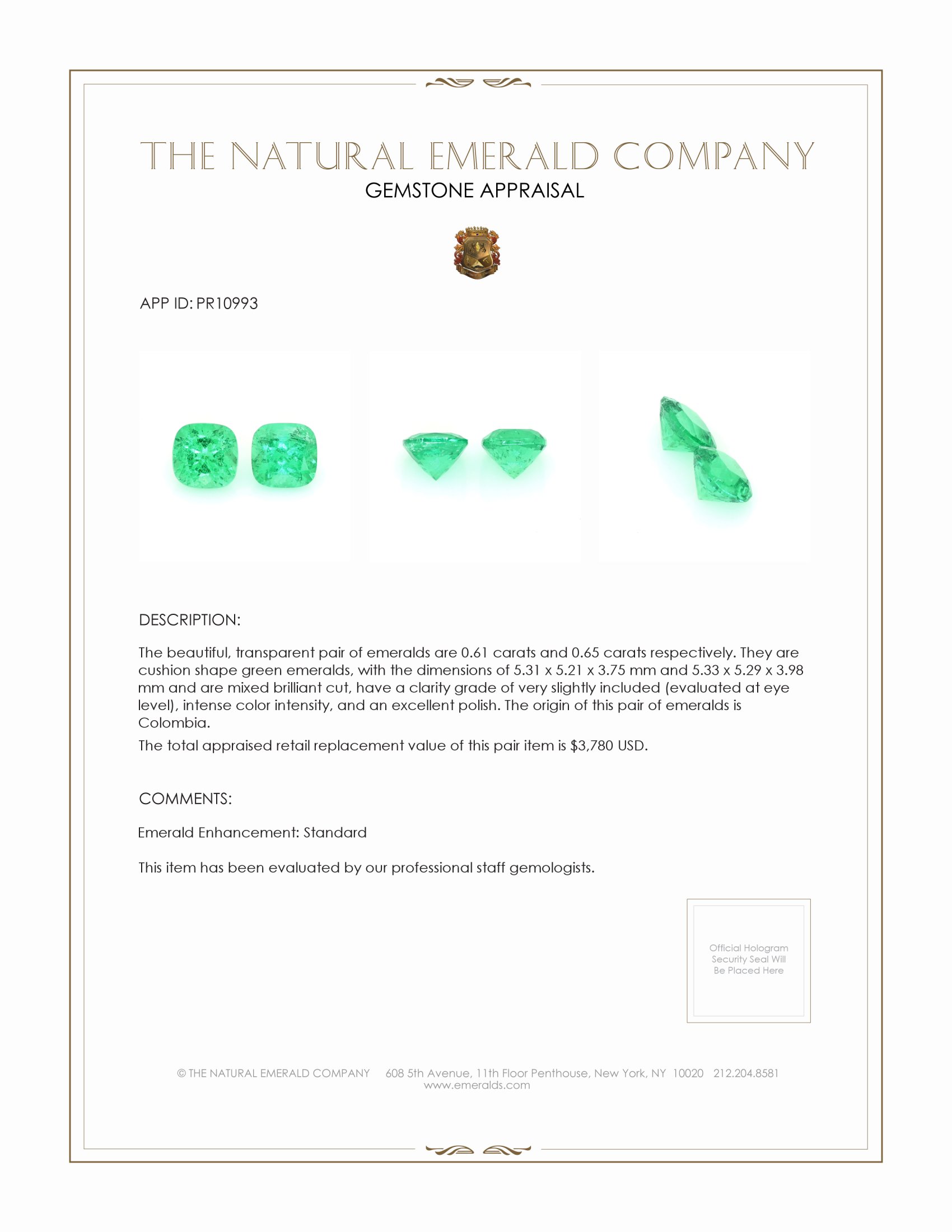 1.26 Ct.Tw. Emerald Pair from Colombia