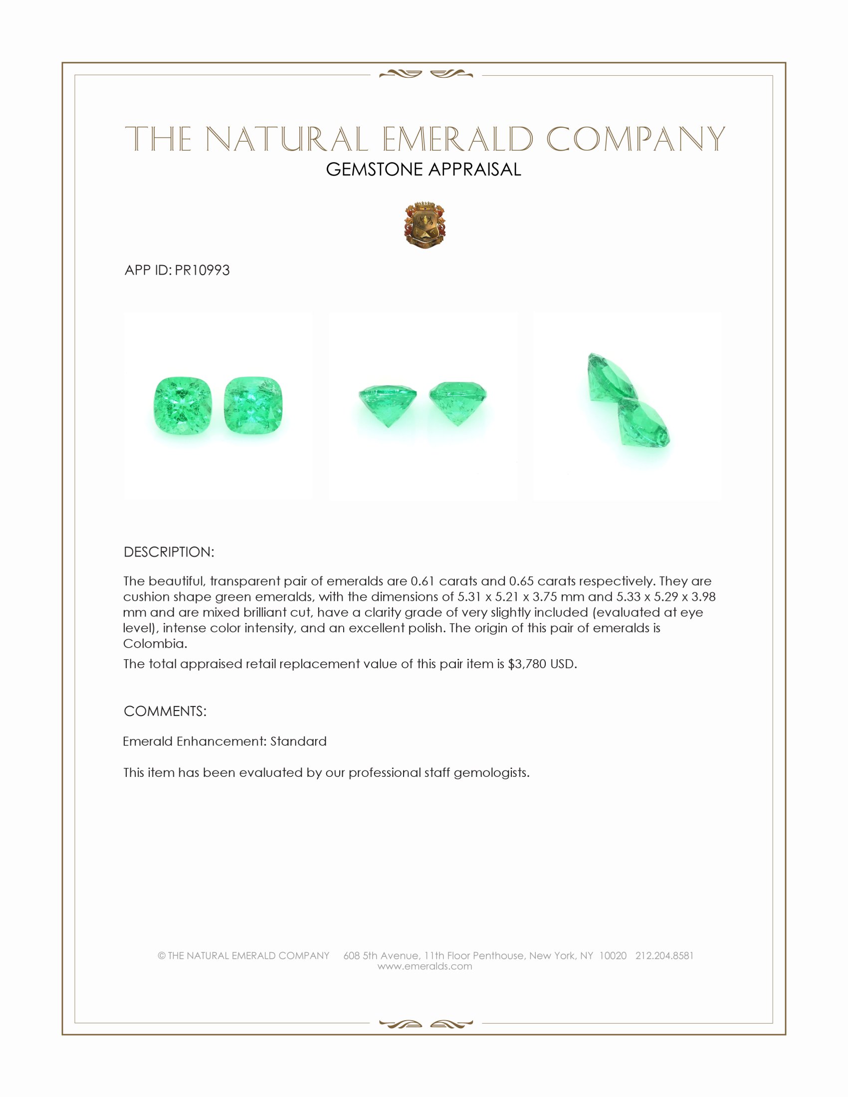 1.26 Ct.Tw. Emerald Pair from Colombia