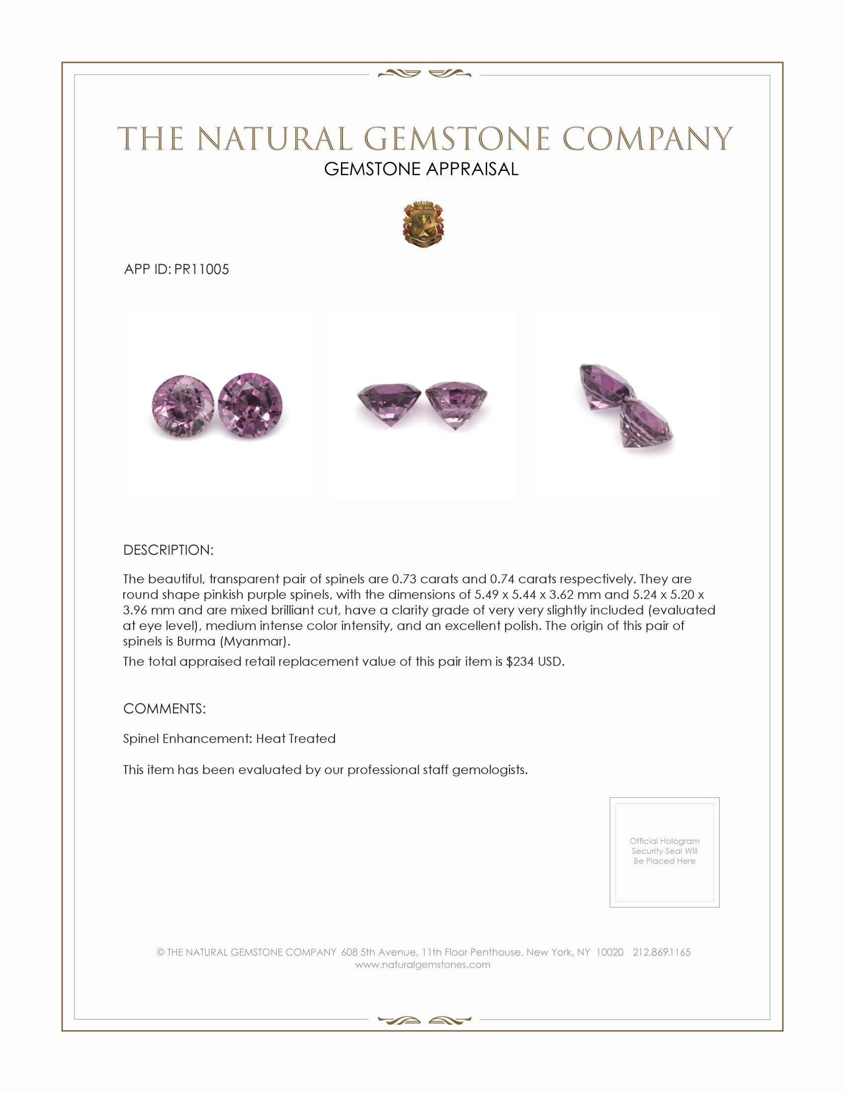 1.47 Ct.Tw. Spinel Pair from Burma (Myanmar)