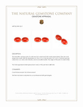 1.34&nbsp;Ct.Tw.Total Carat Weight Cabochon Coral Pair from Italy Appraisal