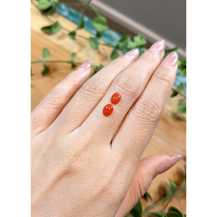1.34 Ct.Tw. Cabochon Coral Pair from Italy