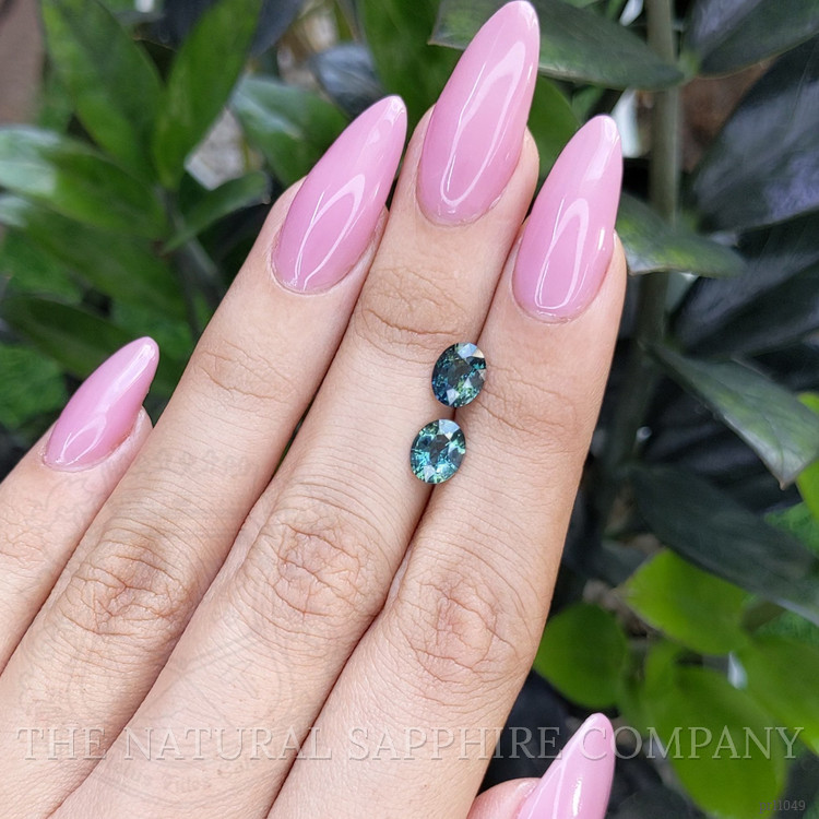 2.25 Ct.Tw. Bluish Green Sapphire Pair from Ceylon (Sri Lanka)