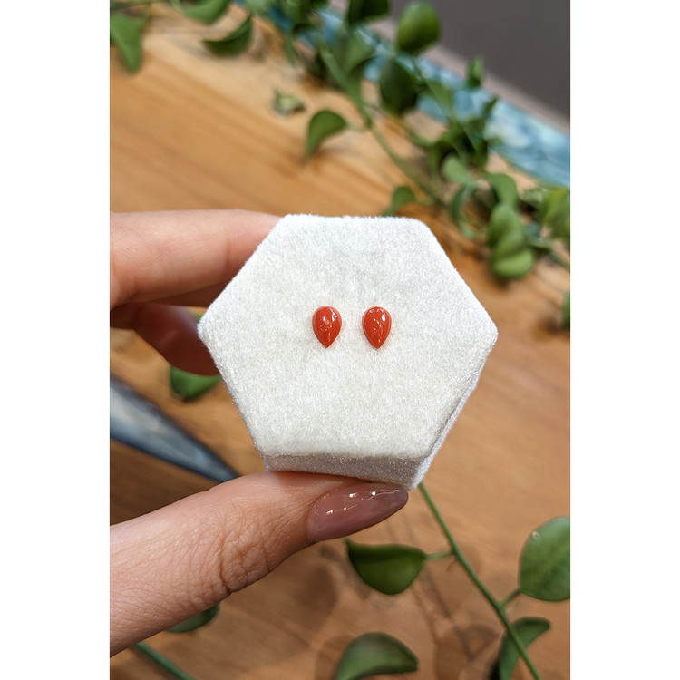 1.15 Ct.Tw. Cabochon Coral Pair from Italy