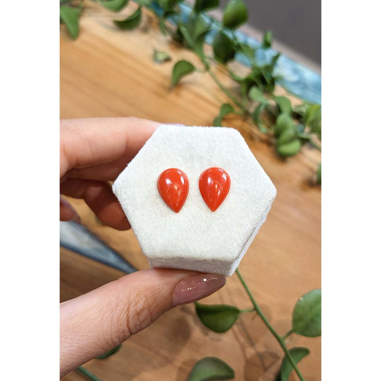 6.14 Ct.Tw. Cabochon Coral Pair from Italy