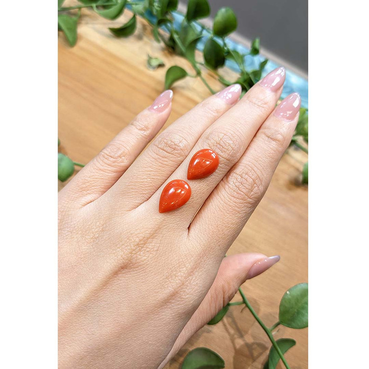 6.14 Ct.Tw. Cabochon Coral Pair from Italy