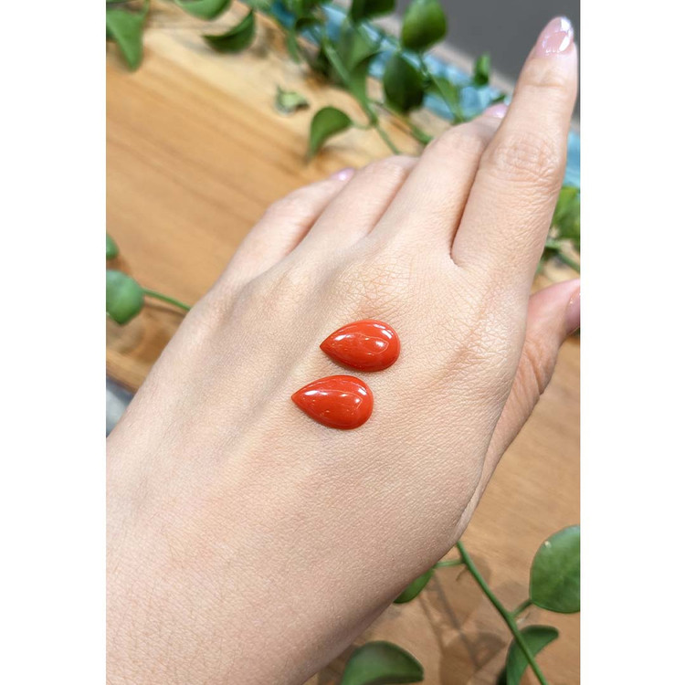 6.14 Ct.Tw. Cabochon Coral Pair from Italy