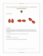 1.60 Ct.Tw.Total Carat Weight Salmon (Orangish Red) Cabochon Coral Pair from Italy Appraisal