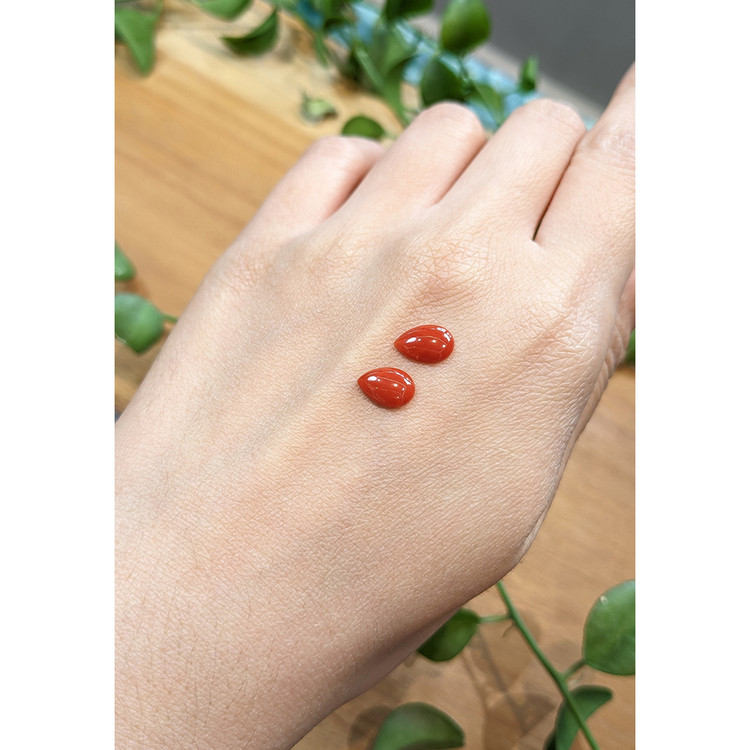 1.81 Ct.Tw. Cabochon Coral Pair from Italy