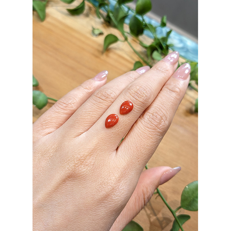 1.81 Ct.Tw. Cabochon Coral Pair from Italy