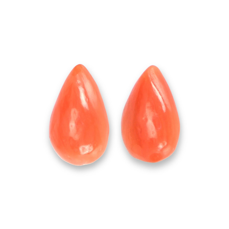 0.62 Ct.Tw. Cabochon Coral Pair from Italy
