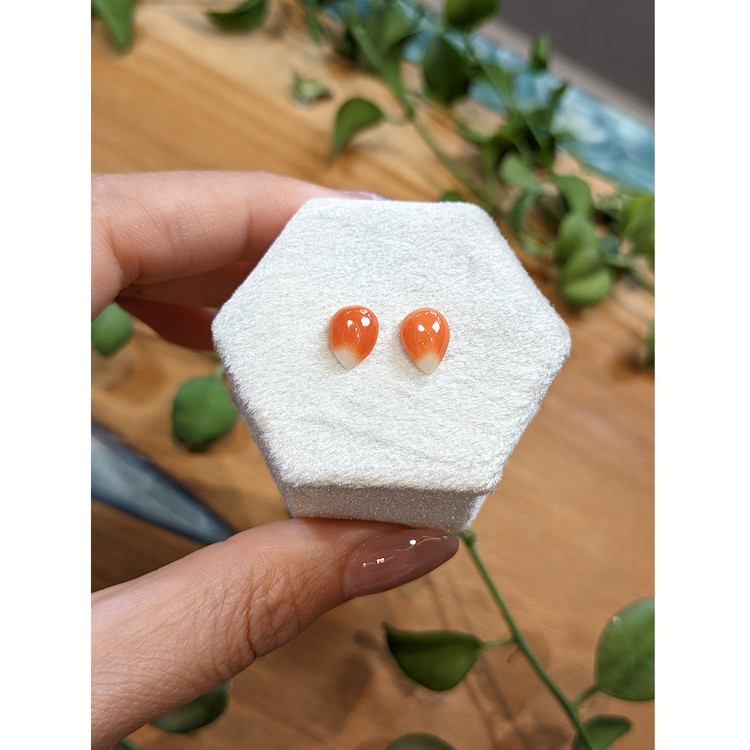 2.26 Ct.Tw. Cabochon Coral Pair from Italy