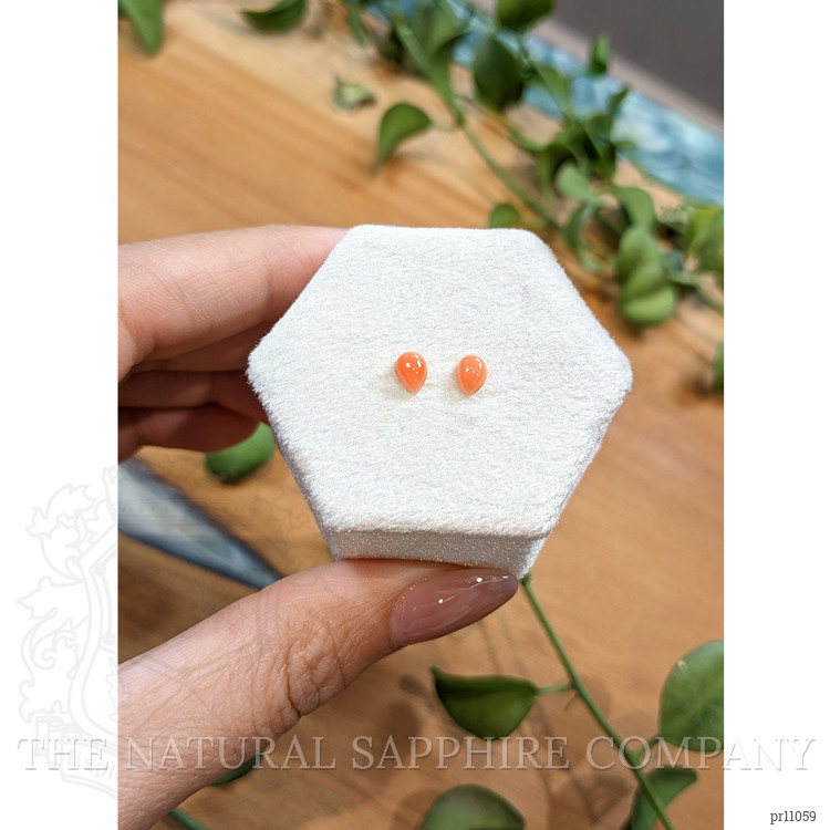 0.67 Ct.Tw. Cabochon Coral Pair from Italy