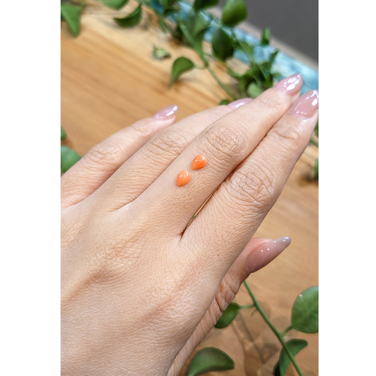 0.67 Ct.Tw. Cabochon Coral Pair from Italy