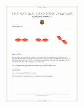 4.00 Ct.Tw.Total Carat Weight Salmon (Orangish Red) Cabochon Coral Pair from Italy Appraisal