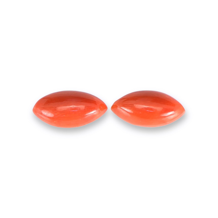 4.00 Ct.Tw. Cabochon Coral Pair from Italy