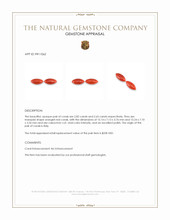 5.47&nbsp;Ct.Tw.Total Carat Weight Cabochon Coral Pair from Italy Appraisal