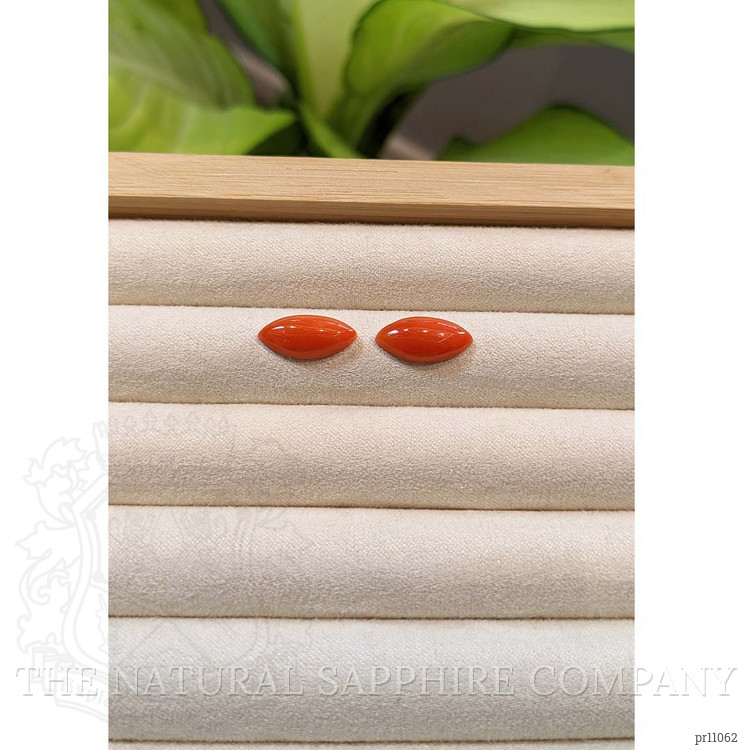 5.47 Ct.Tw. Cabochon Coral Pair from Italy