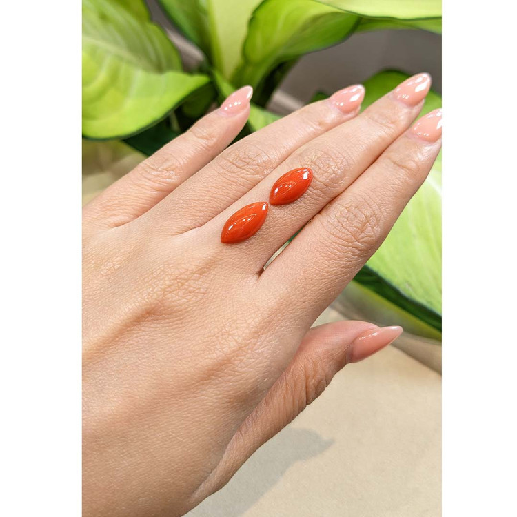 5.47 Ct.Tw. Cabochon Coral Pair from Italy