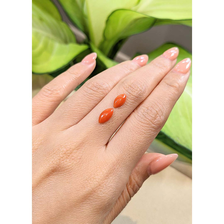 1.27 Ct.Tw. Cabochon Coral Pair from Italy