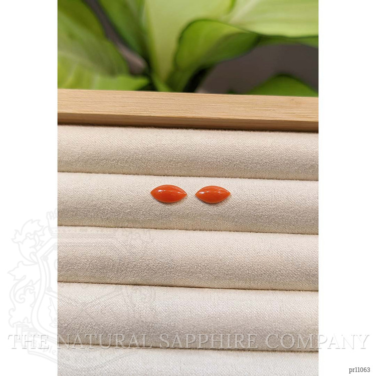 1.27 Ct.Tw. Cabochon Coral Pair from Italy