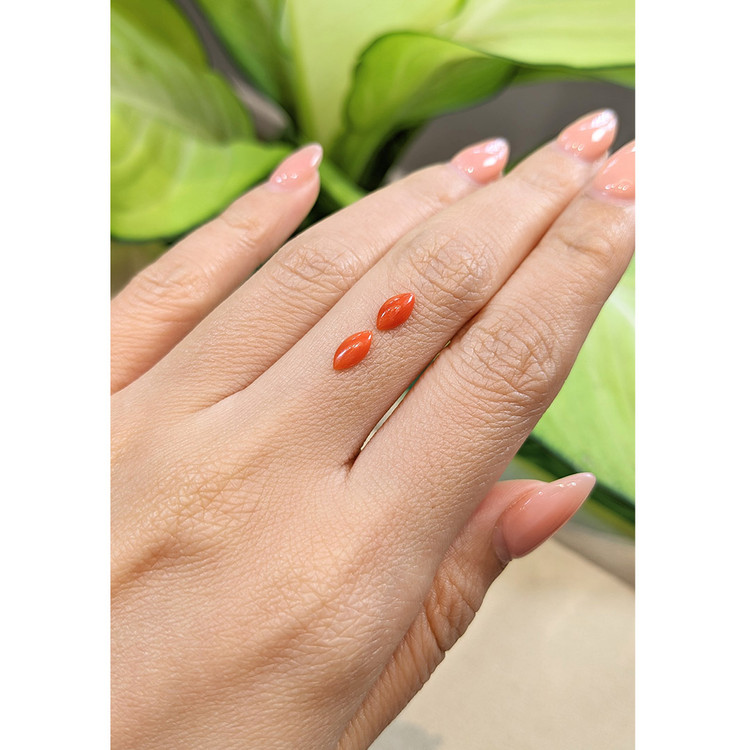 0.60 Ct.Tw. Cabochon Coral Pair from Italy